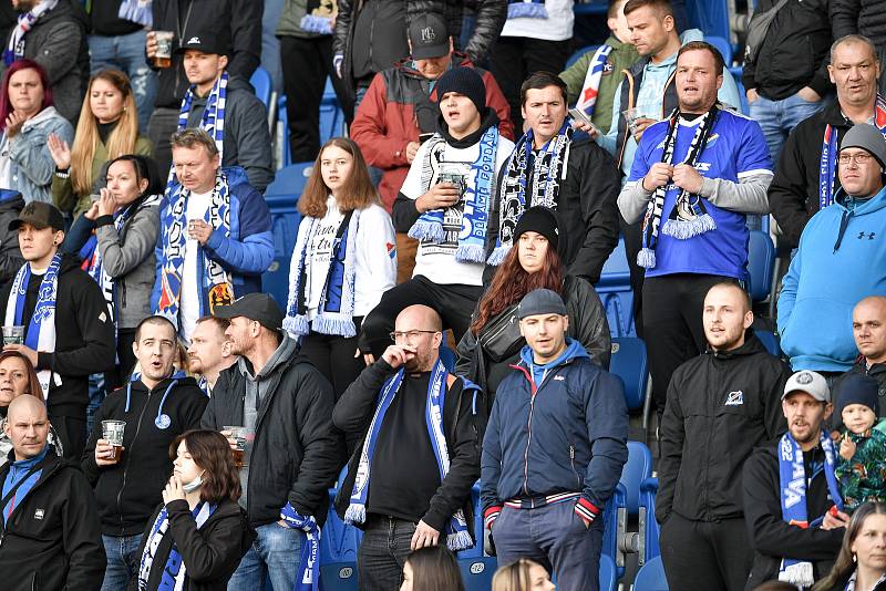 Utkání 11. kola první fotbalové ligy: FC Baník Ostrava - FC Slovácko, 16. října 2021 v Ostravě. Fanoušci Baníku.