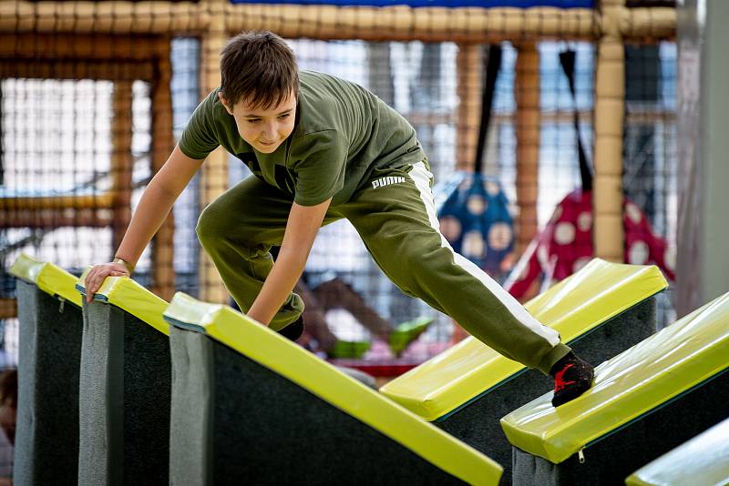 Trampolínový park Hop Jump, který se nachází v ostravské Dolní oblasti Vítkovice, únor 2020.