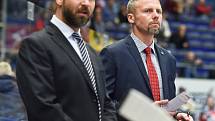 Utkání 4. kola hokejové extraligy: HC Vítkovice Ridera - HC Škoda Plzeň, 23. září 2018 v Ostravě. Na snímku (vlevo)  Pavel Trnka a Jakub Petr.