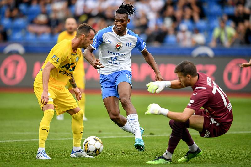 Utkání 4. kol první fotbalové ligy: Baník Ostrava - FK Teplice, 20. srpna 2022, Ostrava. (střed) Muhamed Tijani z Ostravy.