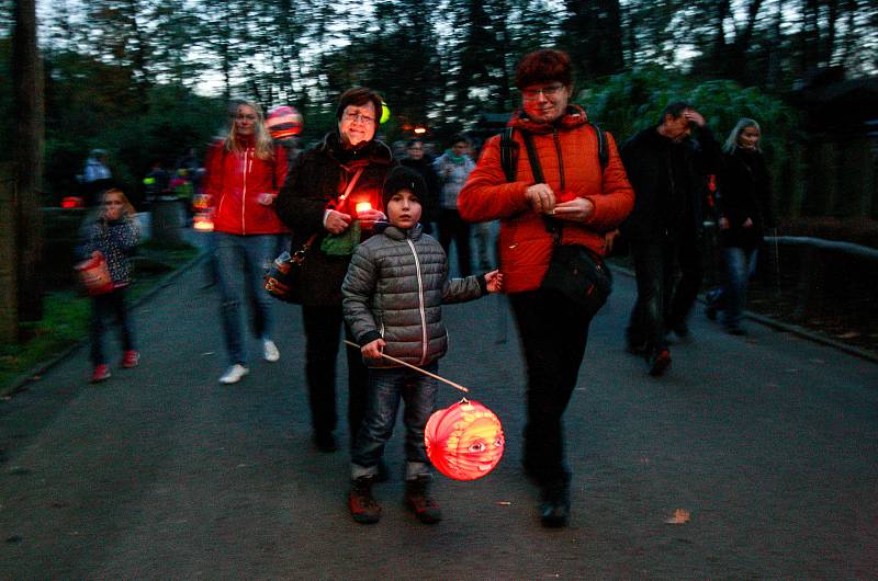 Halloweenský lampionový průvod v ZOO v Ostravě.