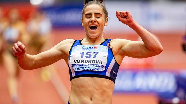 Halové mistrovství ČR mužů a žen v atletice, 23. února 2020 v Ostravě. 400 metrů ženy Lada Vondrová (Hvězda Pardubice).