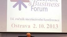 Prezident Zeman při zahájení ostravské mezinárodní konference Investment & business forum. 