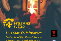 Náboženská obec Církve československé husitské v Ostravě – Heřmanicích srdečně zve na možnost odpálit si světlo rozžehnuté v Betlémě.