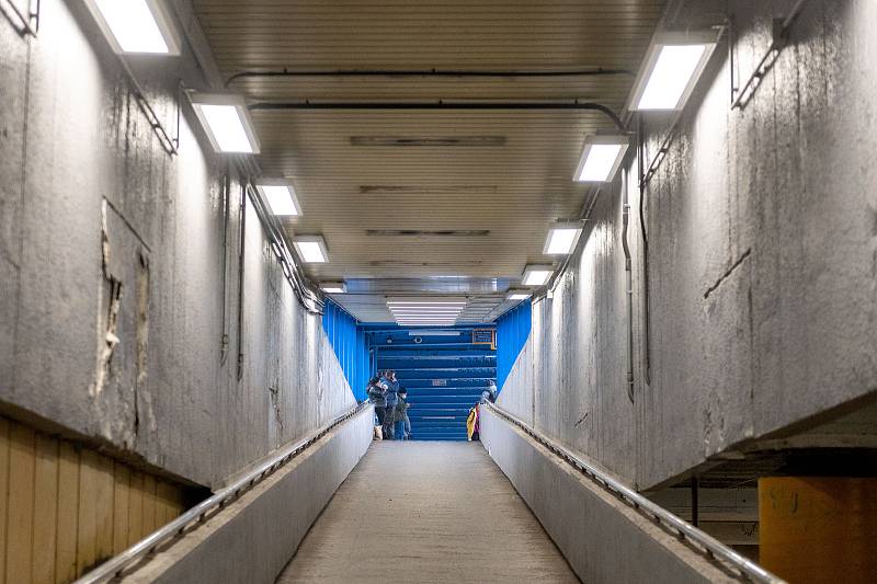 Podchod pod Frýdlantskými mosty. 7 prosince 2021 v Ostravě.