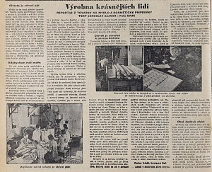Článek v denním tisku o továrně na kosmetiku, České slovo 4. 7. 1937.