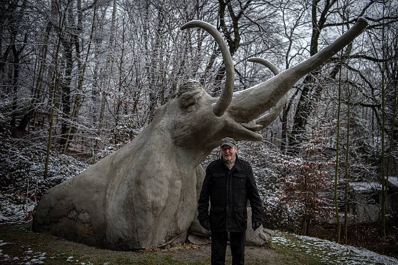 Pravěké sídliště v Hornickém muzeu Landek, kde vzniká nový model pravěkého mamuta, 7. ledna 2021 v Ostravě. Autorem je bývalý havíř Miloš Schaffelhofer