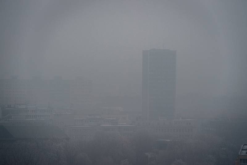 Smogová situace 21. ledna 2019 v Ostravě.