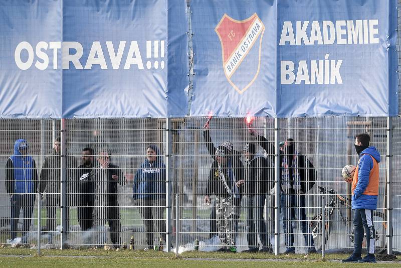 Utkání 3. kola českého fotbalového poháru MOL Cupu: FC Baník Ostrava - FK Fotbal Třinec, 23. února 2021 v Ostravě. Fanoušci.