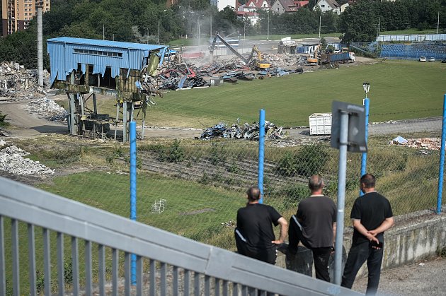 Demolice stadionu Bazaly, 23. července 2018 v Ostravě.