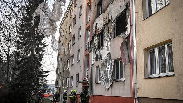 Zdemolovaný byt po výbuchu.