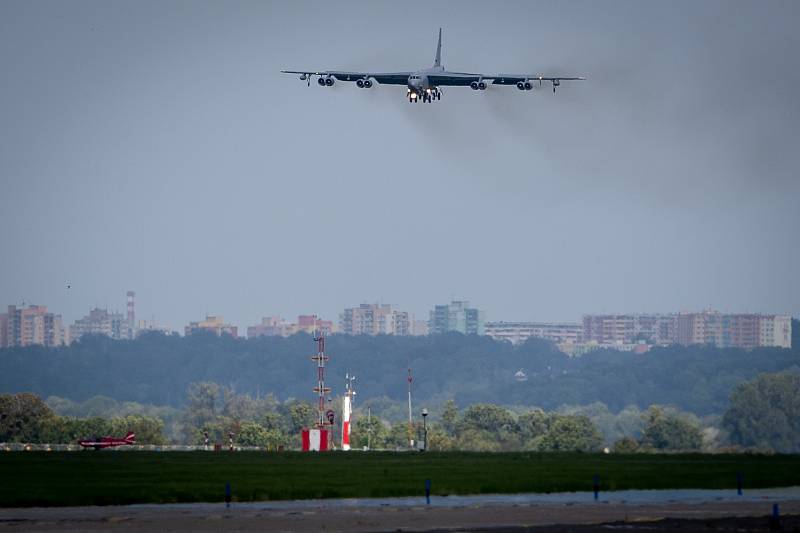 Přílet amerického bombardéru B-52 Stratofortress, 17. září 2019 v Mošnově.