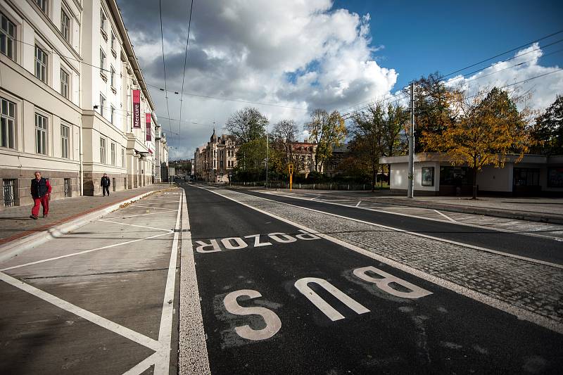 Ulice Českobratrská v Ostravě po rekonstrukci, snímek z 30. října 2017