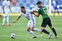 Utkání 1. kola první fotbalové ligy: Baník Ostrava - FK Jablonec, 23. července 2018 v Ostravě. (vlevo) Jánoš Adam a Trávník Michal.