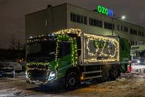 Vánoční vůz ostravských popelářů, prosinec 2022.
