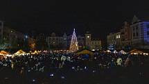 Rozsvícení vánočního stromu a trhy na Masarykově náměstí v centru Ostravy, neděle 1. prosince 2019.