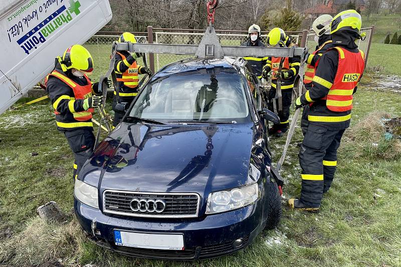 Dopravní nehoda v Řepištích, 8. března 2021.