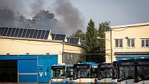 Požár v ostravském dopravním podniku na Hranečníku, 15. června 2019 v Ostravě.