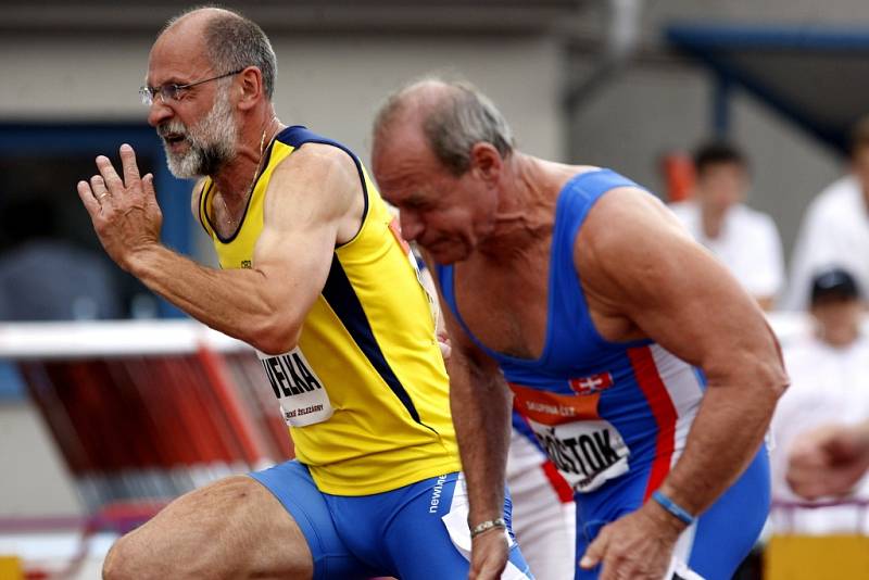 Zlatá tretra Ostrava 2014. 100 metrů muži veteráni.