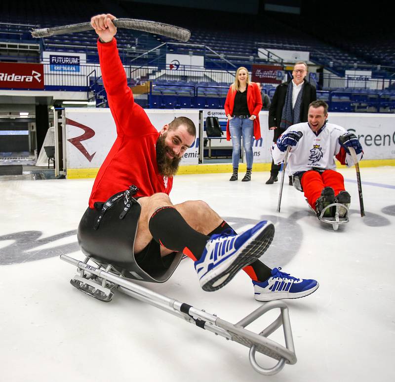 Tisková konference k Mistrovství světa v para hokeji 18. ledna 2019 v Ostravě. Na snímku  Jan Výtisk z Vítkovic.