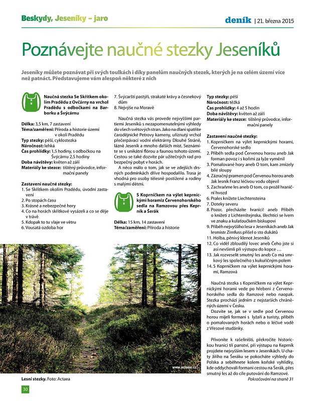 Příloha tištěného vydání Deníku Beskydy z 21. března 2015.