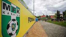 Utkání 1. kola fotbalové Fortuna ligy: MFK Karviná - FC Baník Ostrava, 23. srpna 2020 v Karviné. Fanoušci Baníku Ostrava.