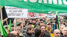 Demonstrace zaměstnanců OKD (horníků) v Ostravě.