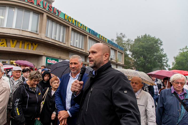 Andrej Babiš na návštěvě Moravskoslezského kraje, 22. srpna 2022 v Havířově. Ivo Vondrák a Josef Bělica.
