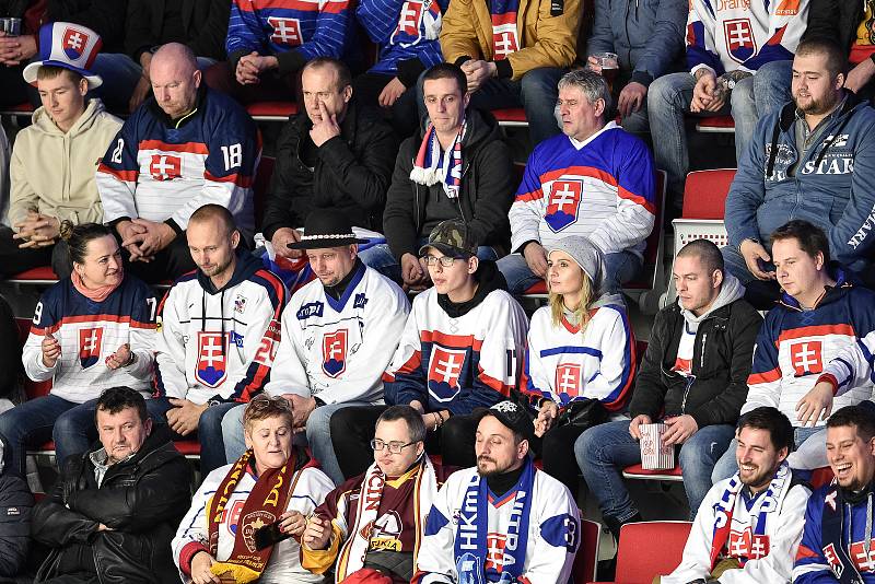 Mistrovství světa hokejistů do 20 let, skupina A: Slovensko - Kazachstán, 27. prosince 2019 v Třinci. Na snímku fanoušci.