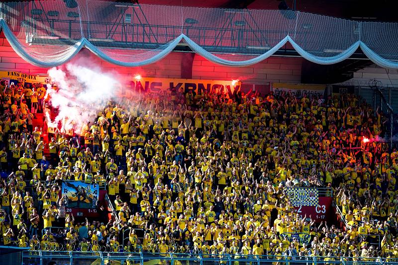 Slezské derby FC Baník Ostrava - Slezský FC Opava, 21. dubna 2019, utkání 29. kola první fotbalové ligy.