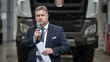 Představení v pořadí desetitisícího vozu Tatra vyrobeného ve společnosti TATRA TRUCKS a.s., 27. dubna 2022 v Kopřivnici. Generální ředitel Tatra Trucks Pavel Lazar.