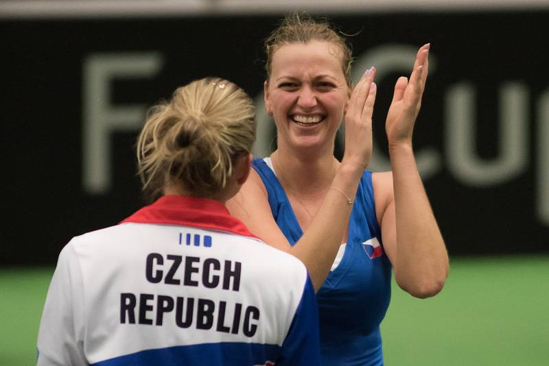 Petra Kvitová v Ostravě, duben 2015, FedCup - semifinále Česko vs. Francie.