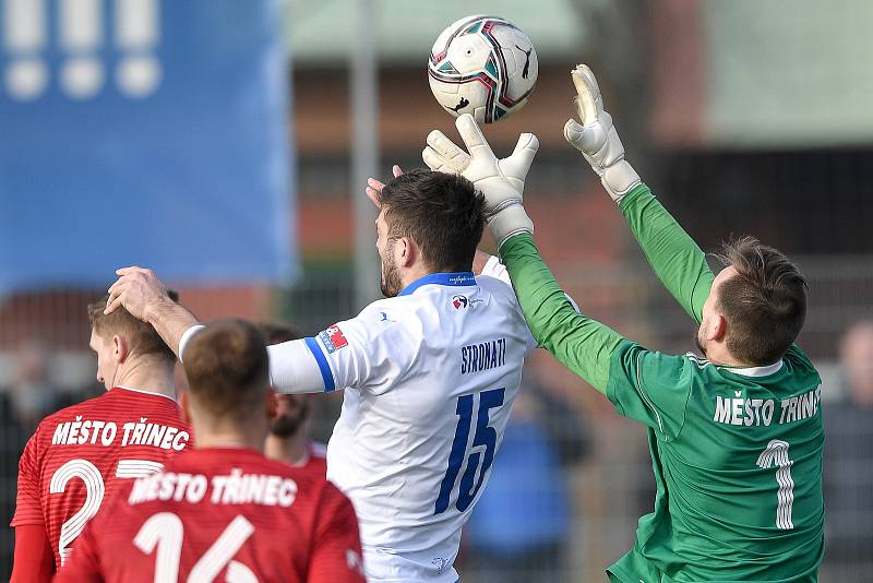 Utkání 3. kola českého fotbalového poháru MOL Cupu: FC Baník Ostrava - FK Fotbal Třinec, 23. února 2021 v Ostravě. Patrizio Stronati z Ostravy.