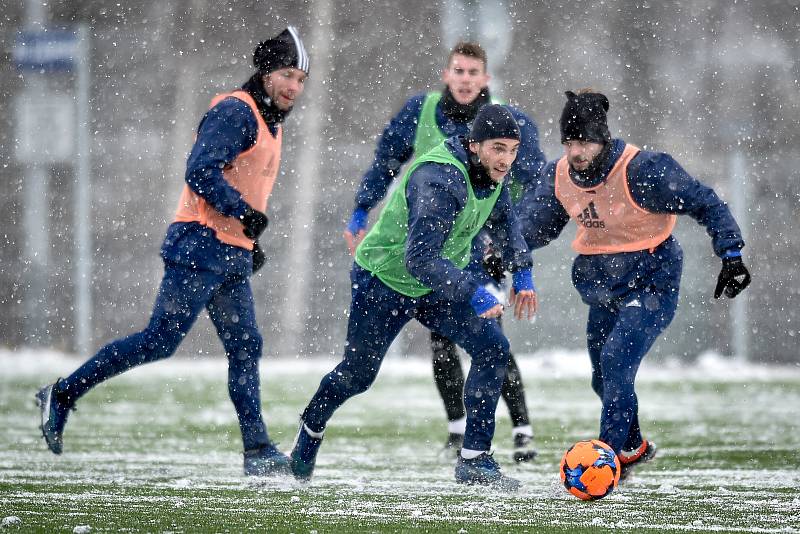 Zimní příprava FC Baníku Ostrava, 3. ledna 2019 v Ostravě. Na snímku (střed) Nemanja Kuzmanovič.