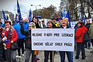 Protest odborů k Liberty Ostrava 22. 2. 2024