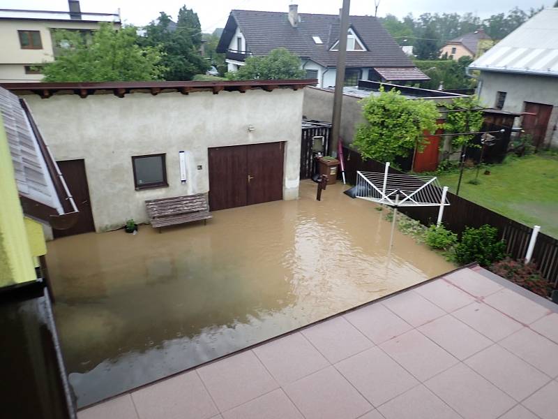 Důsledek přívalových deštů v Nové Bělé, čtvrtek 18. června.