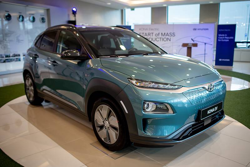 Automobilka Hyundai zahájila v Nošovicích sériovou výrobu elektromobilu Kona Electric, 12. března 2020.