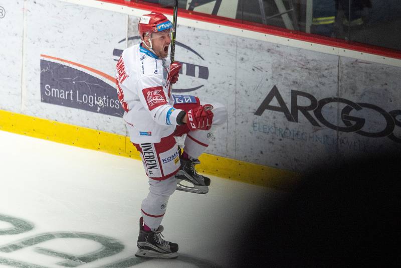 Čtvrtfinále play off hokejové extraligy - 1. zápas: HC Oceláři Třinec - HC Vítkovice Ridera, 20. března 2019 v Třinci. Na snímku Martin Adamský.