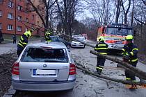 Zásahy hasič, vítr, Moravskoslezský kraj, 6. února 2022, Orlová.
