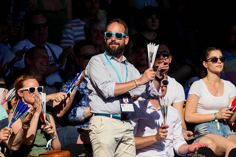 Finále muži: ČR - Norsko. FIVB Světové série v plážovém volejbalu J&T Banka Ostrava Beach Open, 2. června 2019 v Ostravě. Na snímku Tomáš Macura primátor Ostravy.