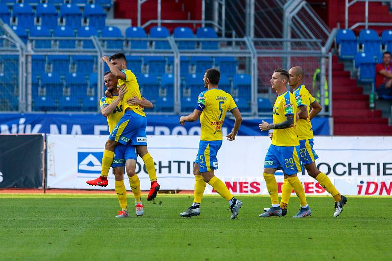 Utkání 3. kola FORTUNA:LIGY: Baník Ostrava - FK Teplice, 26. července 2019 v Ostravě. Na snímku radost Teplic.