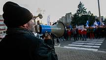 Protestní akce zaměstnanců ArcelorMittal.