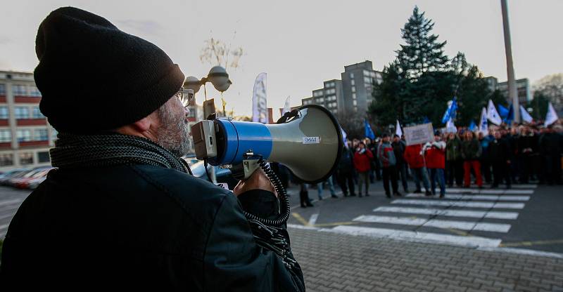 Protestní akce zaměstnanců ArcelorMittal.