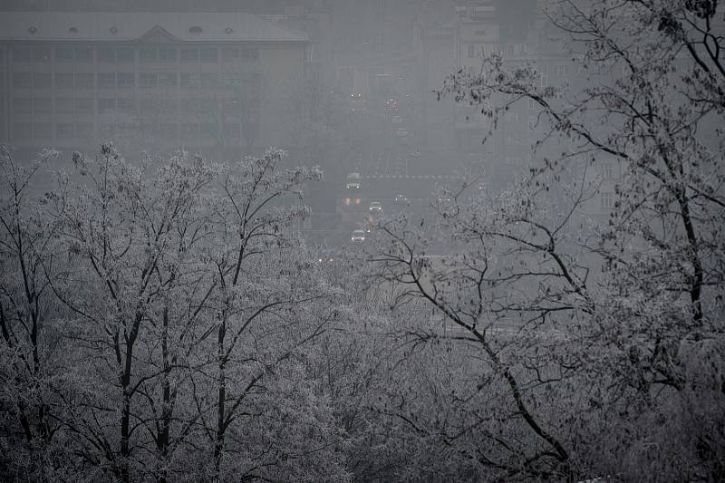 Smogová situace 21. ledna 2019 v Ostravě.