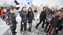 Olympijský festival u Ostravar Arény, 9. února 2018 v Ostravě. Maskot bílý tygr Soohorang.