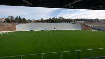 Stadion Bazaly těsně před dokončením, 7. října 2019 v Ostravě.