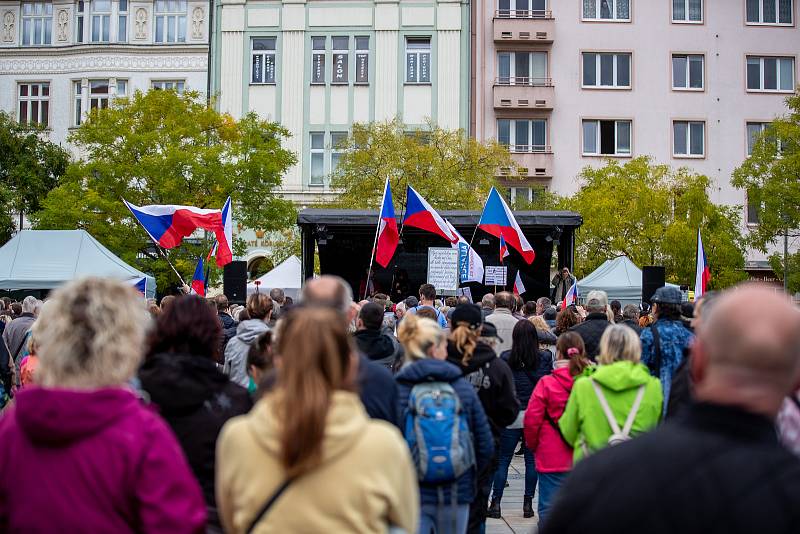 Demonstrace proti vládě na Masarykově náměstí, 28.září 2022, Ostrava.