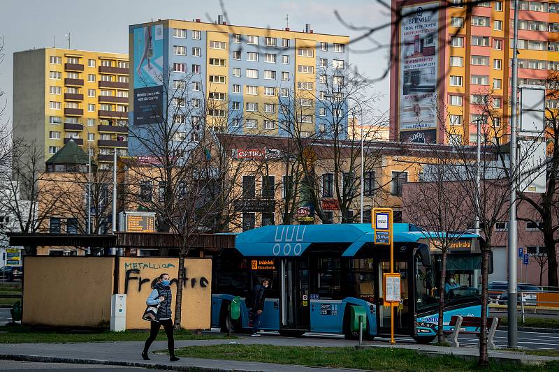 Ostrava-Jih, část Hrabůvka, březen 2020, po vyhlášení nouzového stavu v Česku z důvodu koronavirové nákazy (COVID-19).