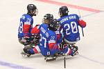 Mistrovství světa v para hokeji 2019, Korea - Česká republika (zápas o 3. místo), 4. května 2019 v Ostravě. Na snímku (zleva) Lee Jong Kyung (KOR), Jung Seung Hwan (KOR), Cho Byeong Seok (KOR), Jang Dong Shin (KOR).