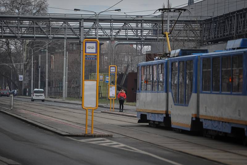 Zástávka Stará Ocelárna ve Vítkovicích, 25. ledna 2018 v Ostravě.